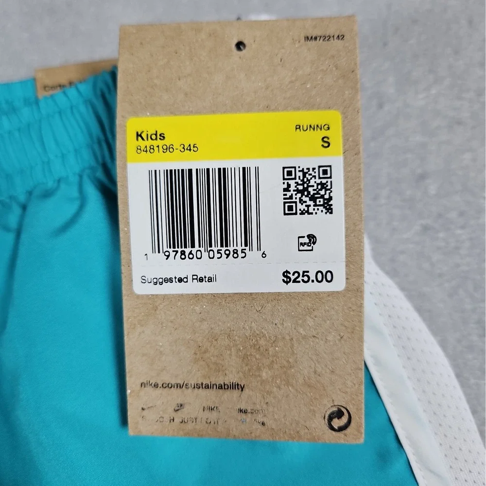 Nike Girls Teal White Tempo Lined Running Shorts Size Small NWT